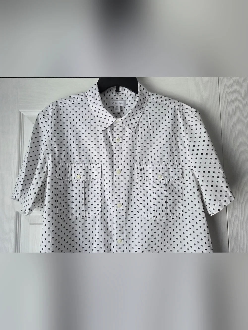 Calvin Klein Men's Short-Sleeve White Dot-Print Button Shirt Size XL - Picture 3 of 14